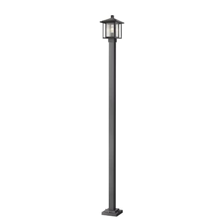 Z-Lite Aspen 1 Light Outdoor Post Mounted Fixture, Black And Clear Seedy 554PHMS-536P-BK